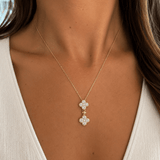 0.38ctw Diamond Clover Dangle Necklace 14KYG