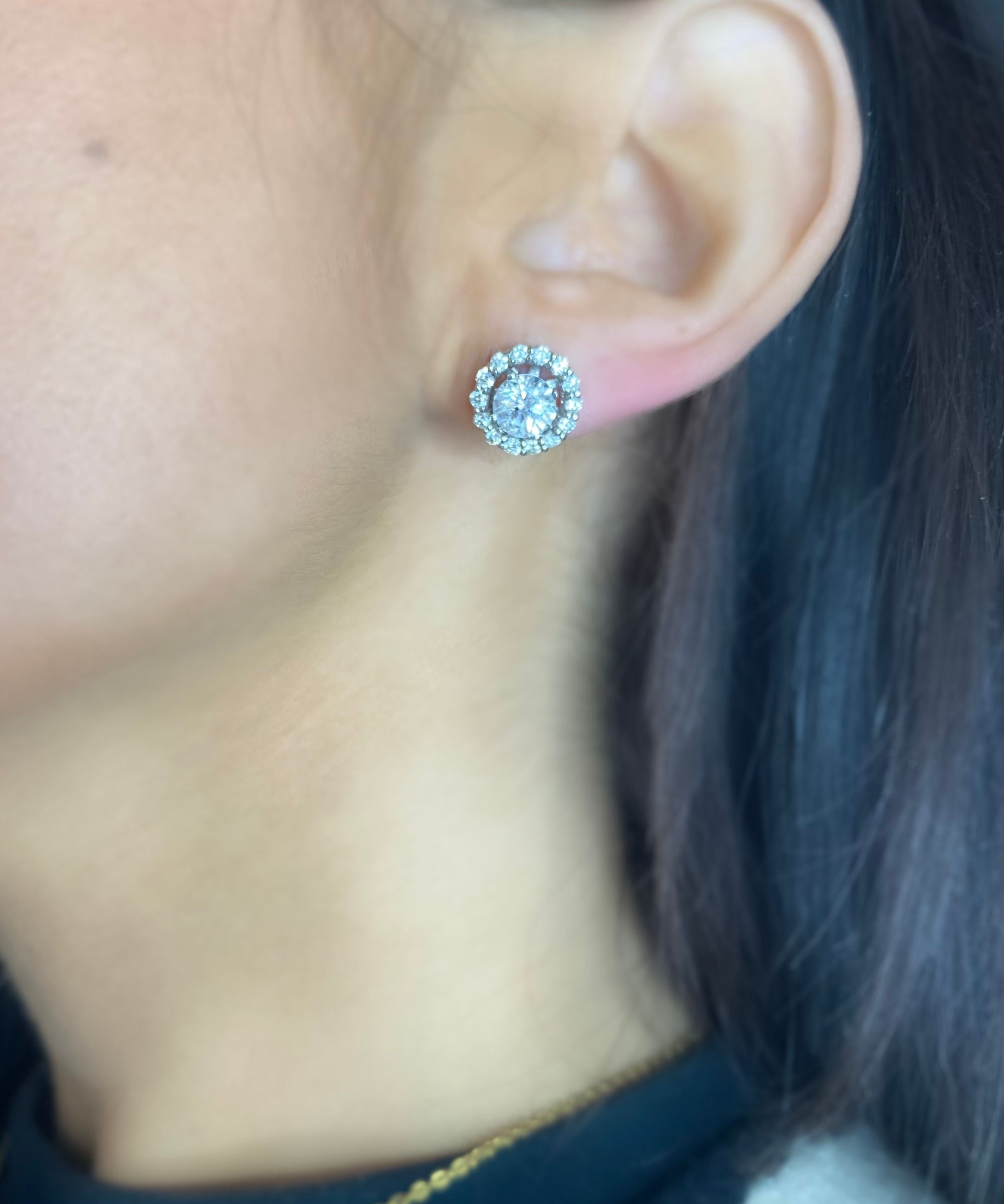 14k WG Dia Earrings 2.18ctw 0.9dwt