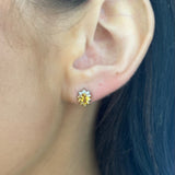 10k Yellow Gold Diamond & Citrine Earrings 0.3ctw 0.8dwt