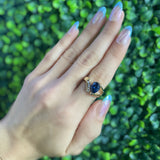 14k Yellow Gold Diamond & Sapphire Ring 2.27ctw