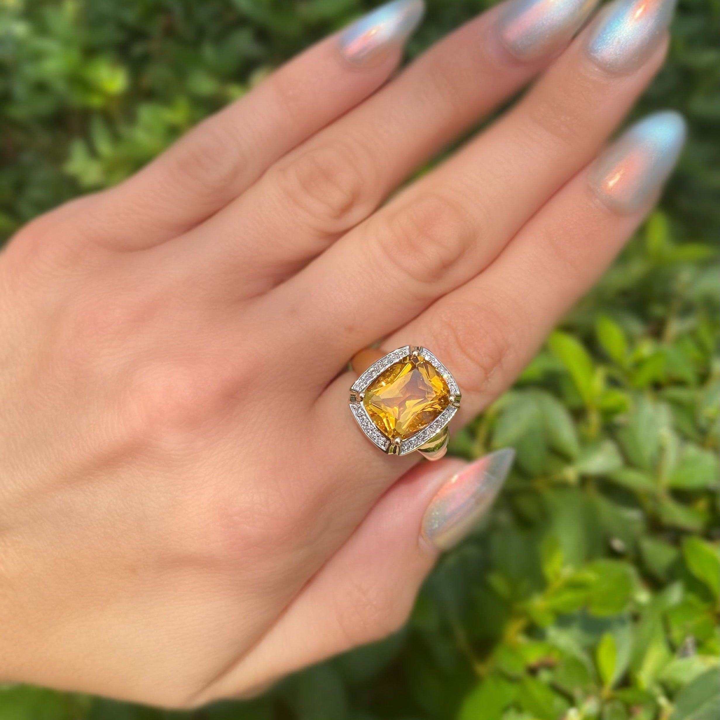 14k YG Dia & Citrine Ring 5.27ctw