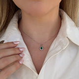 14k White Gold Diamond & Emerald Necklace 0.77ctw 1.3dwt