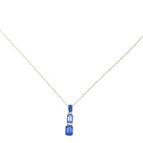 Graduated 3 Stone Sapphire & Dia Necklace 10KWG
