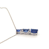 Graduated 3 Stone Sapphire & Dia Necklace 10KWG