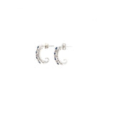 14k White Gold Diamond & Sapphire Hoops Earrings 1.82ctw 1.9dwt