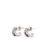 14k White Gold Diamond & Sapphire Hoops Earrings 1.82ctw 1.9dwt