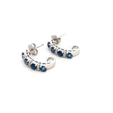 14k White Gold Diamond & Sapphire Hoops Earrings 1.82ctw 1.9dwt