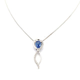 Pear Sapphire & Dia Pendant 18KWG