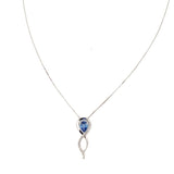 Pear Sapphire & Dia Pendant 18KWG