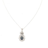 14k White Gold Diamond & Sapphire Necklace 1.45ctw 1.3dwt