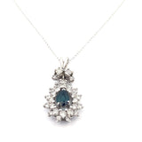 14k White Gold Diamond & Sapphire Necklace 1.45ctw 1.3dwt