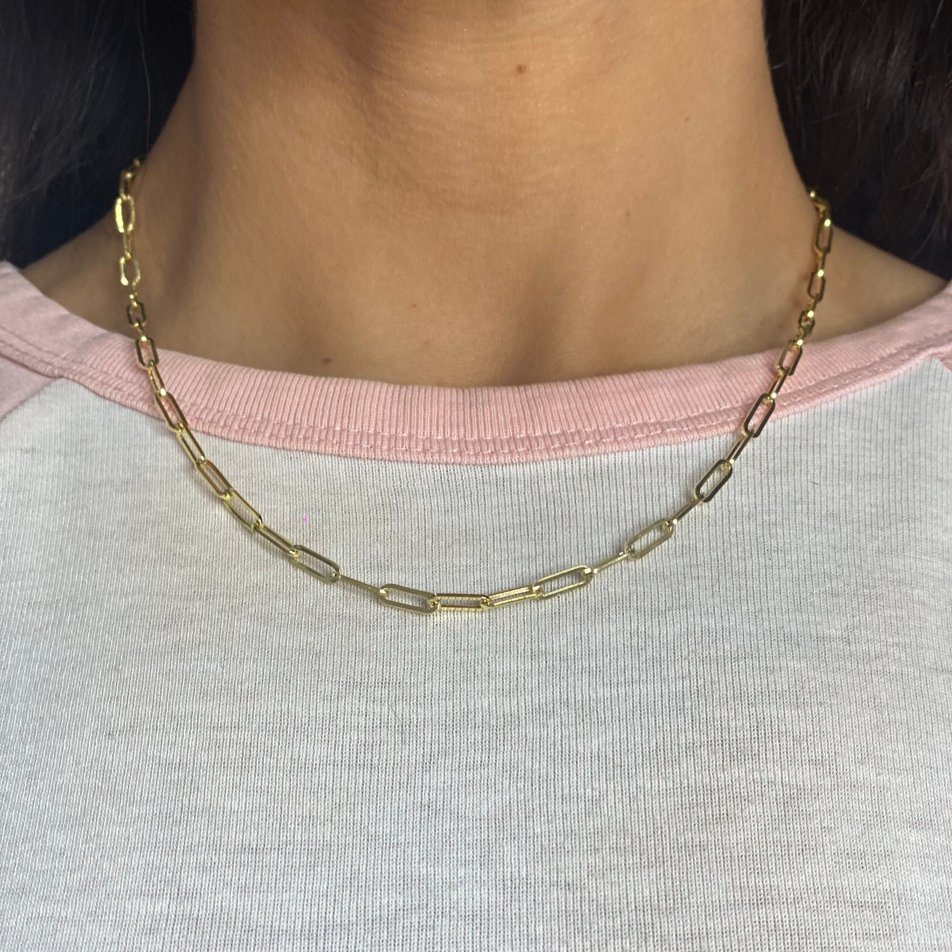 18" Hollow Paperclip Chain 3.2mm 14KYG