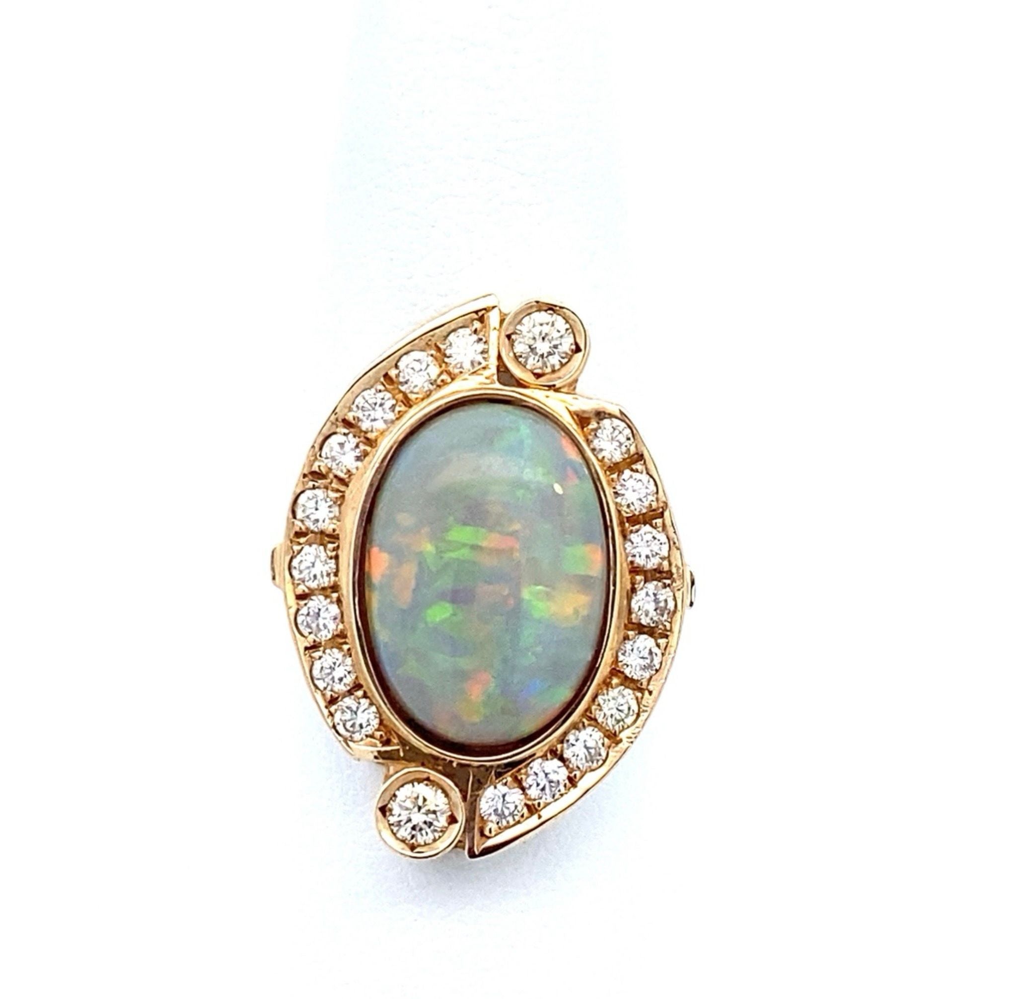Dia & Opal Ring 1ctw