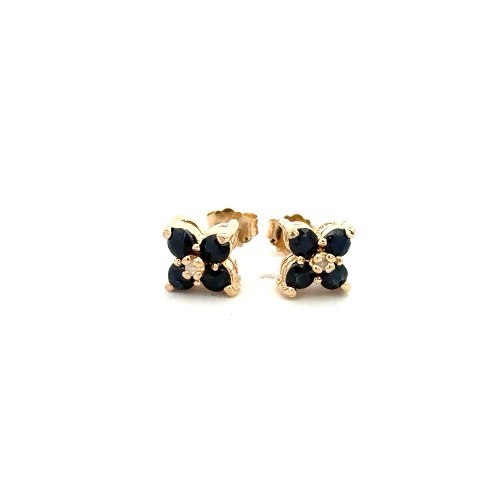 14k YG Dia & Sapphire Earrings 0.45ctw 1.2dwt