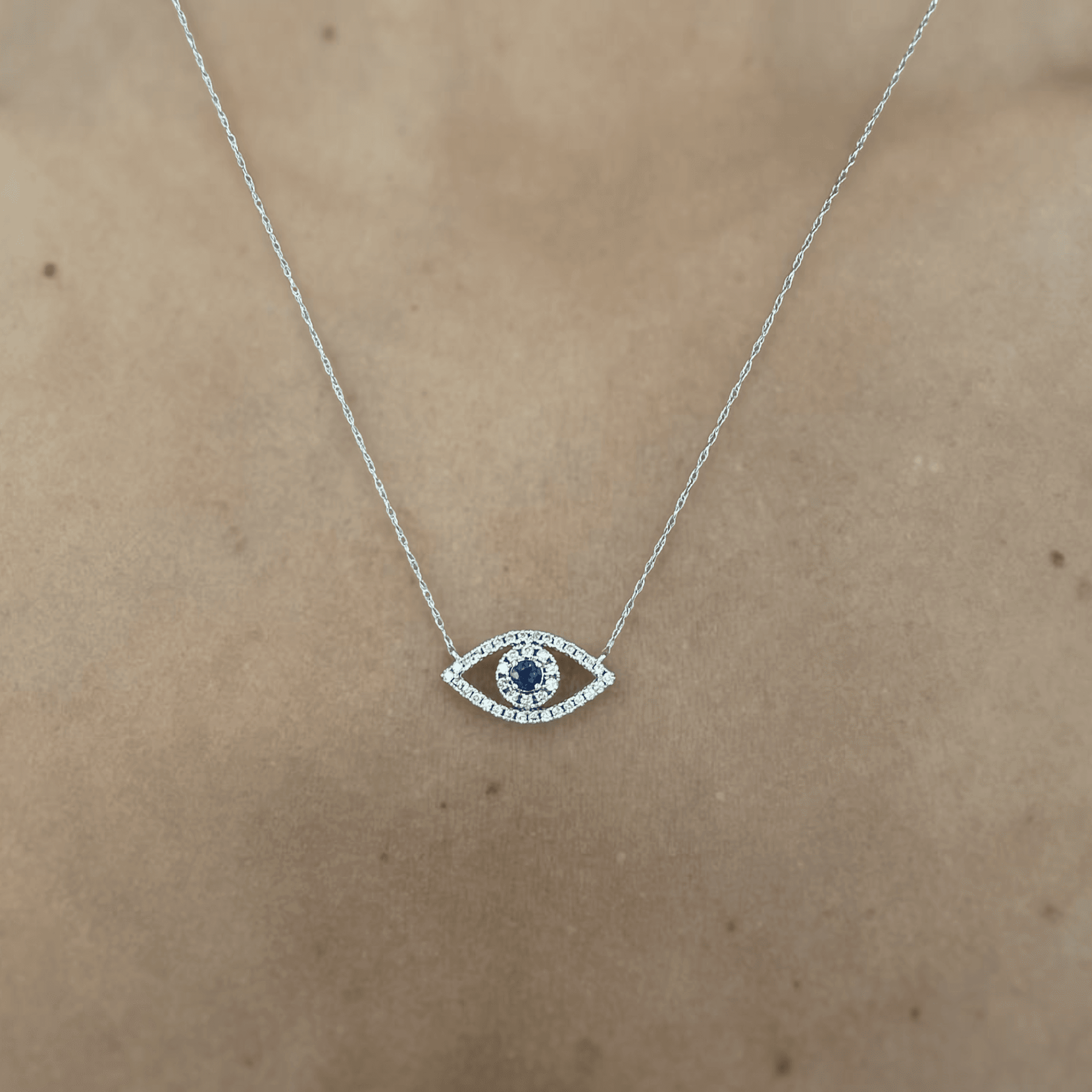"Evil Eye" Sapph & Diamond Necklace 14KWG