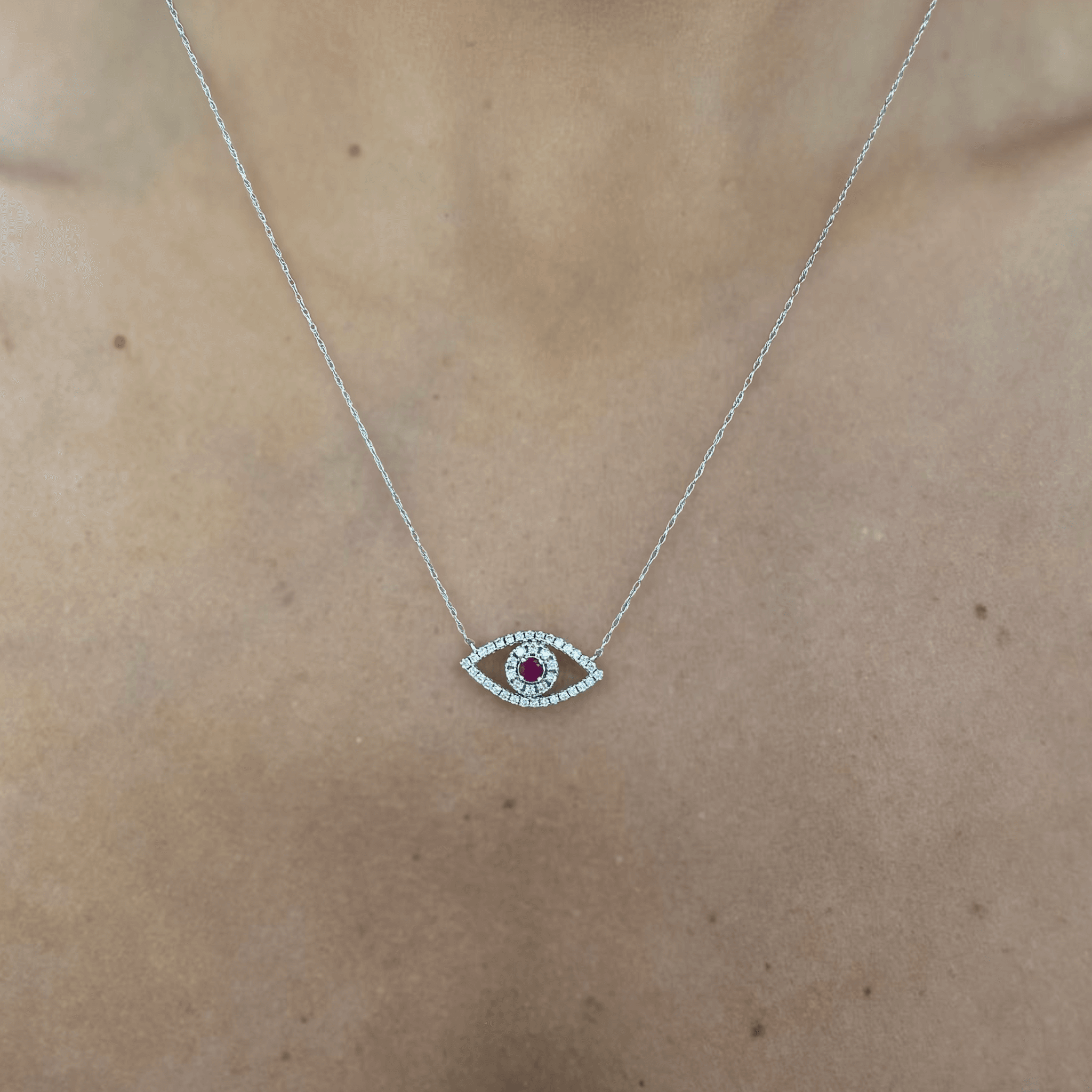 "Evil Eye" Ruby & Diamond Necklace 14KWG