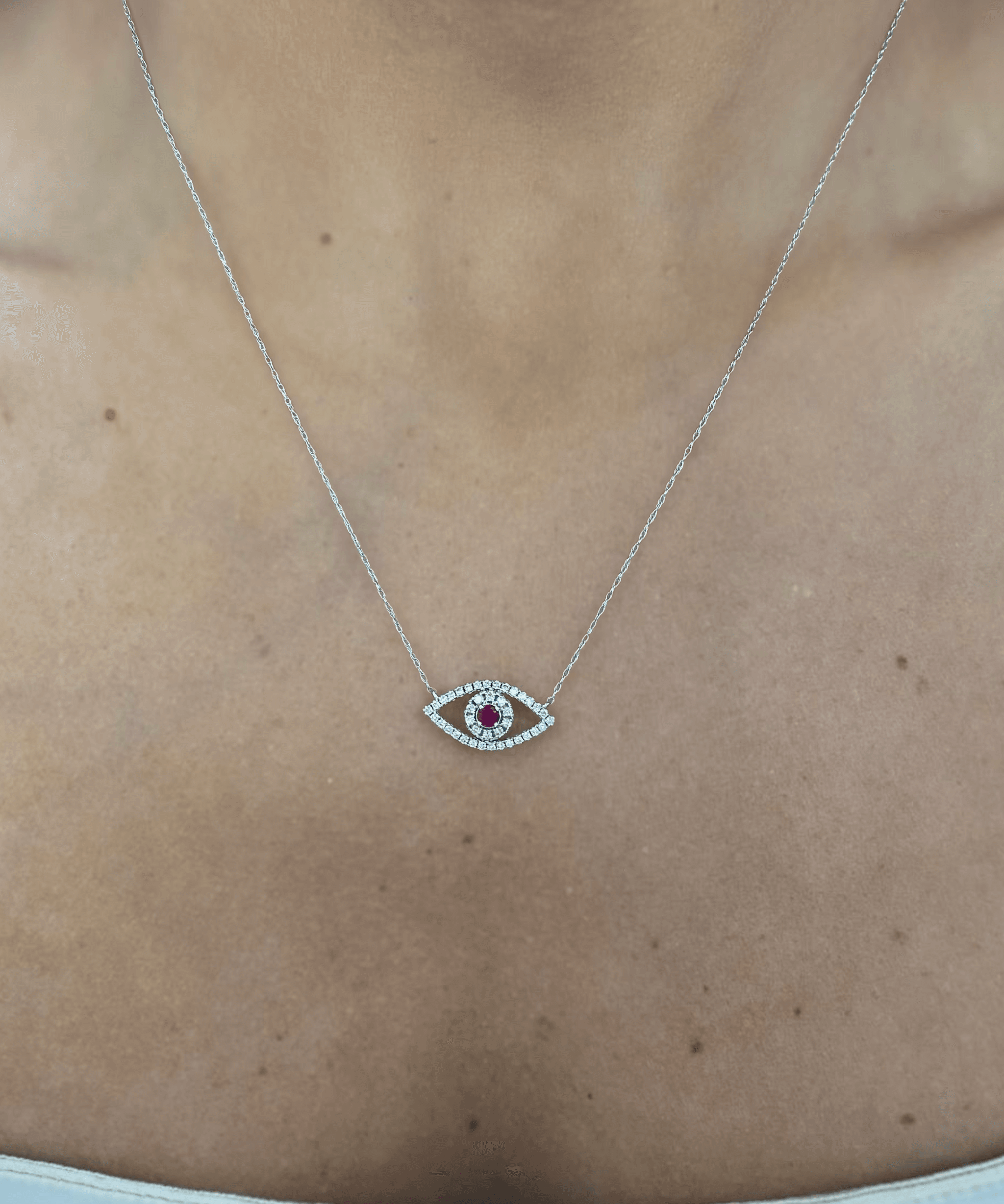 "Evil Eye" Ruby & Diamond Necklace 14KWG