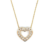 Round Channel Set Diamond Heart Pendant 0.96ctw 14KYG