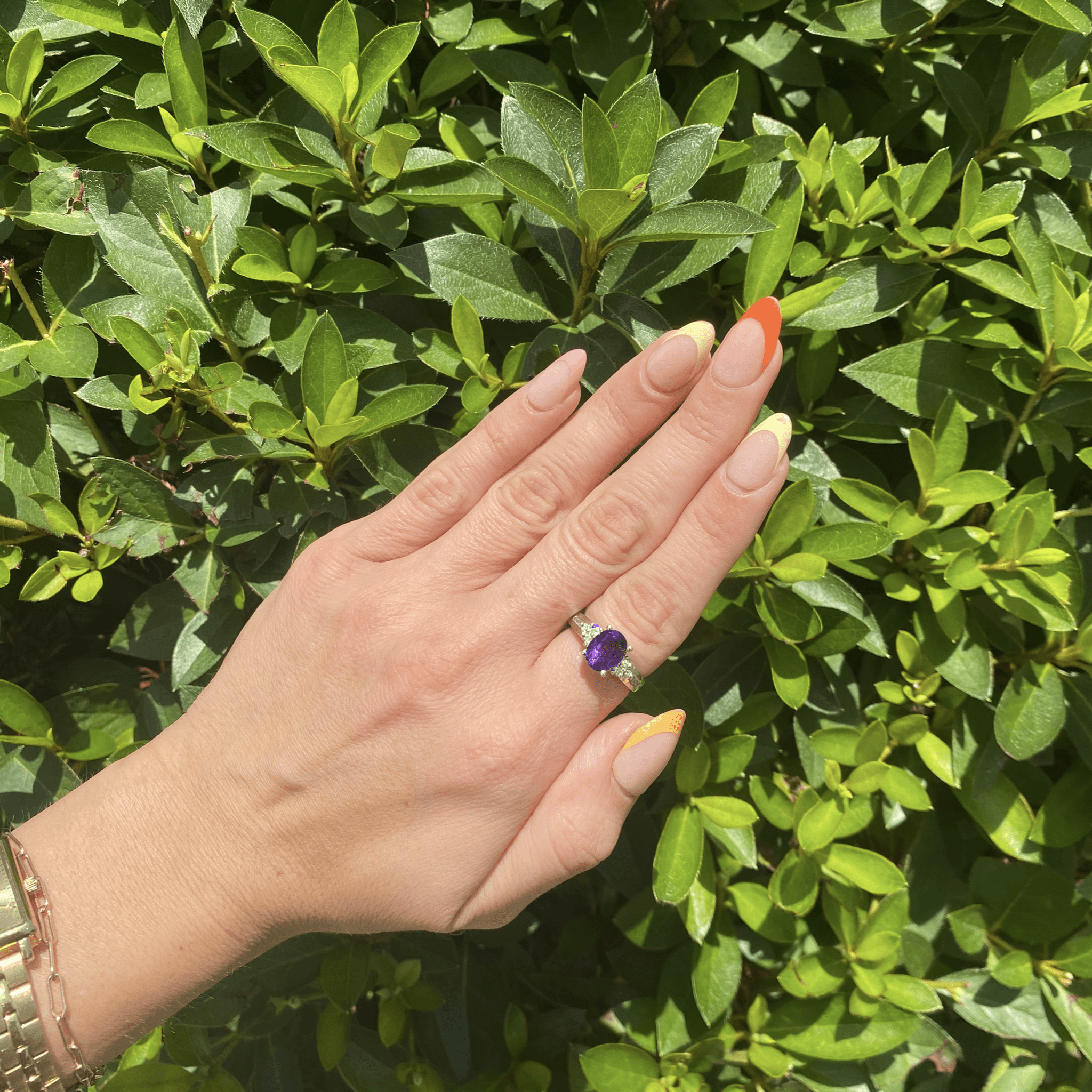 14k WG Dia & Amethyst Ring 0.12ctw Sz7