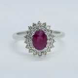10k WG Dia & Ruby Ring 0.85ctw Sz7