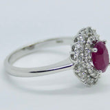 10k WG Dia & Ruby Ring 0.85ctw Sz7