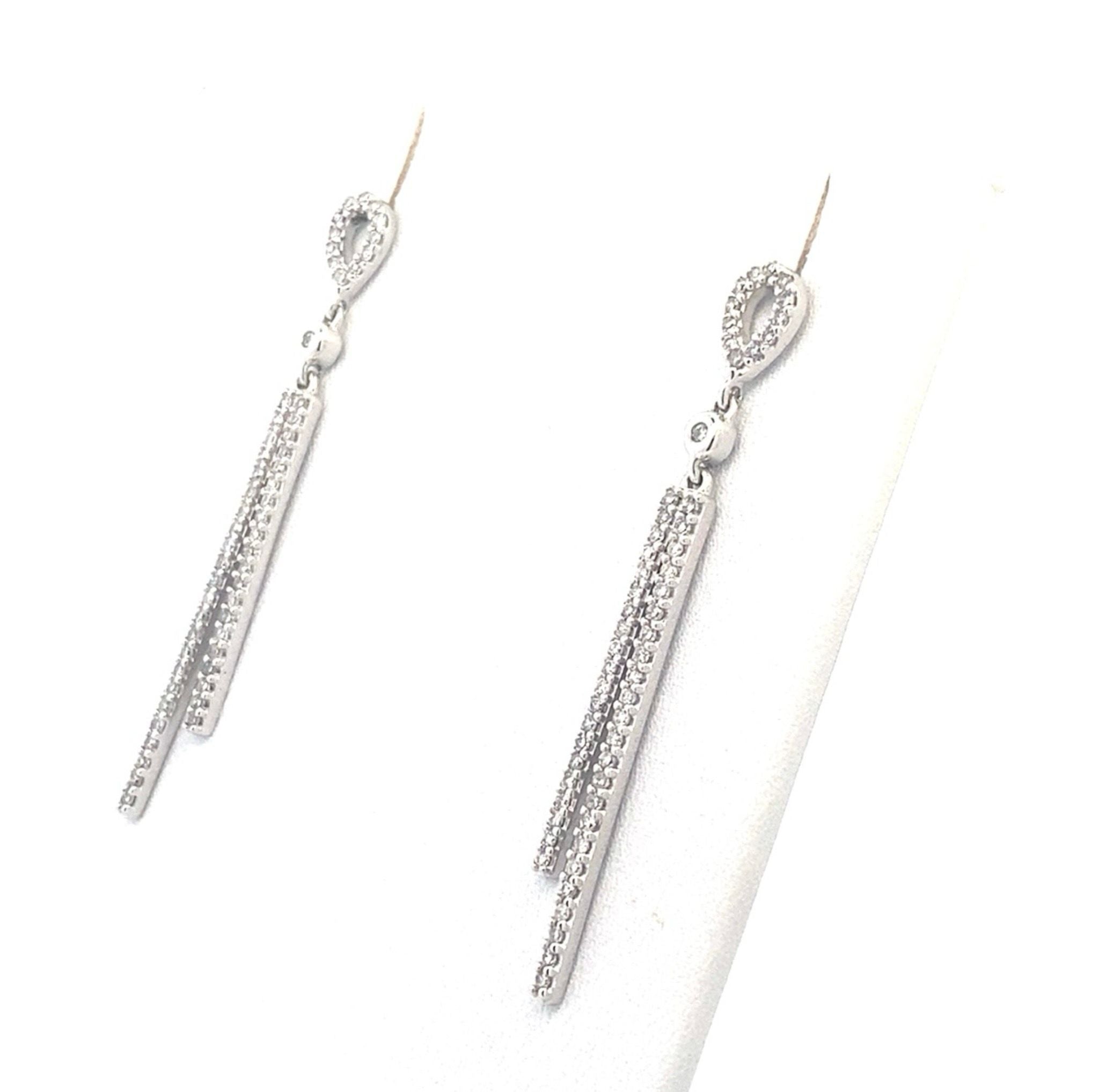 14k WG Dia Drop Earrings 1.1ctw 2.5dwt