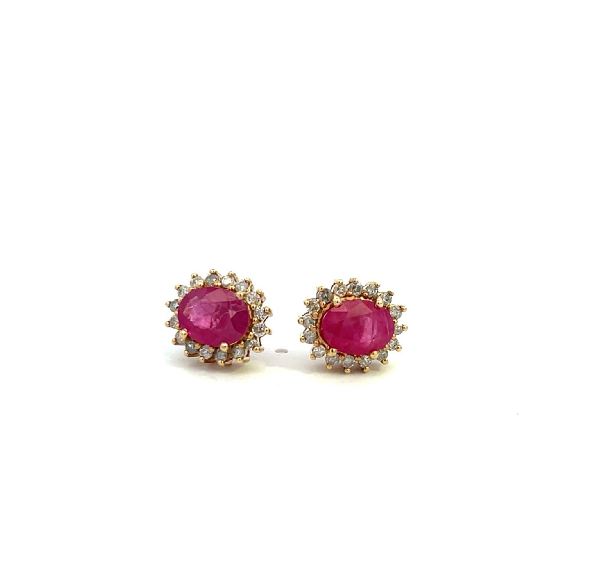 14k Yellow Gold Diamond & Ruby Earrings 2.27ctw 2.1dwt