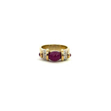 14k Yellow Gold Diamond & Ruby Ring 0.85ctw Sz6