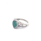 14k White Gold Diamond & Emerald Ring 0.97ctw
