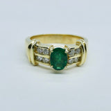 Diamond & Emerald Ring 1ctw Sz6