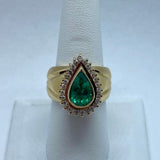 18k Yellow Gold Diamond & Emerald Ring 3.25ctw