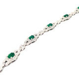 18k White Gold Diamond & Emerald Bracelet 5.41ctw 10.2dwt