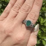 14k White Gold Diamond & Emerald Ring 0.97ctw