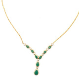 14k Yellow Gold Diamond & Emerald Necklace 3.09ctw 3.8dwt