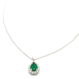 14k White Gold Diamond & Emerald Necklace 0.77ctw 1.3dwt