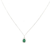14k White Gold Diamond & Emerald Necklace 0.77ctw 1.3dwt