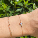 7.5-6.5" Adjustable Sideways Dia Cross Bracelet 0.20ctw 14KYG