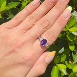 14k WG Dia & Amethyst Ring 0.12ctw Sz7