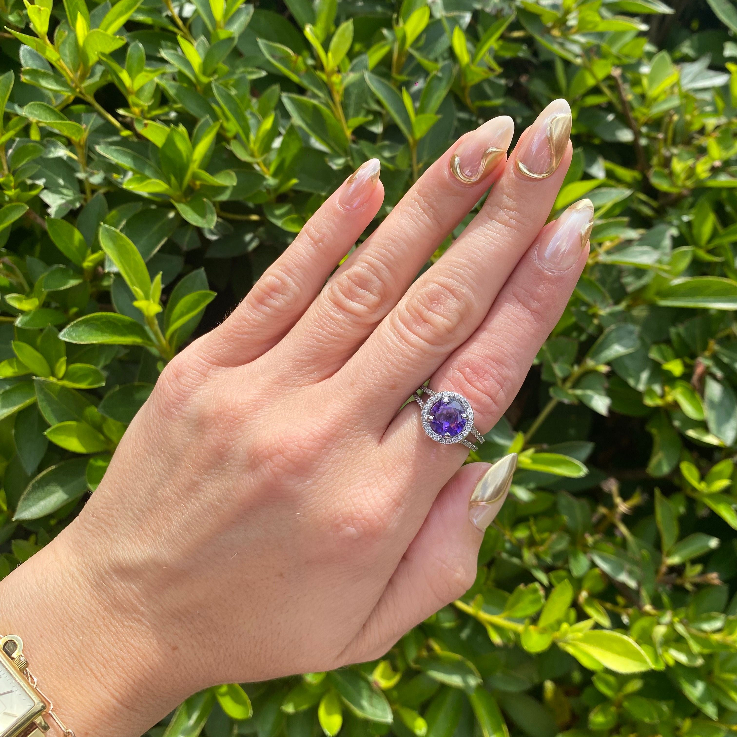 14k WG Dia & Ameth Ring 2.27ctw