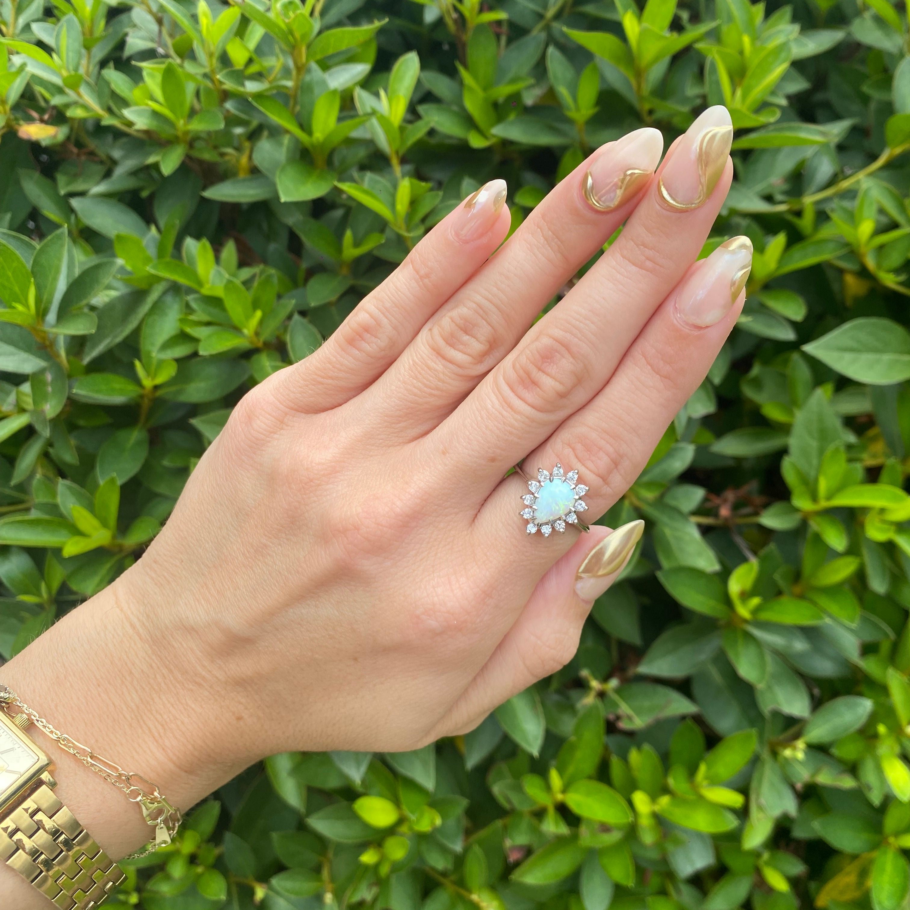 14k WG Dia & Opal Ring 0.76ctw