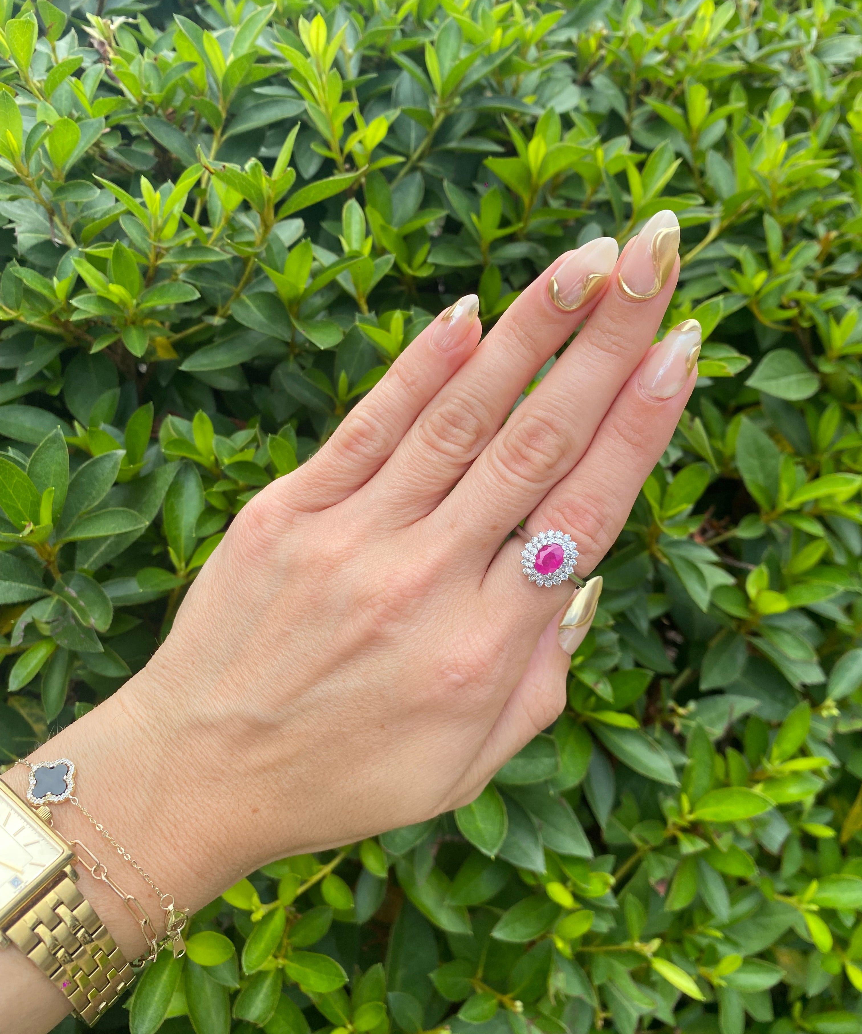 10k WG Dia & Ruby Ring 0.85ctw Sz7
