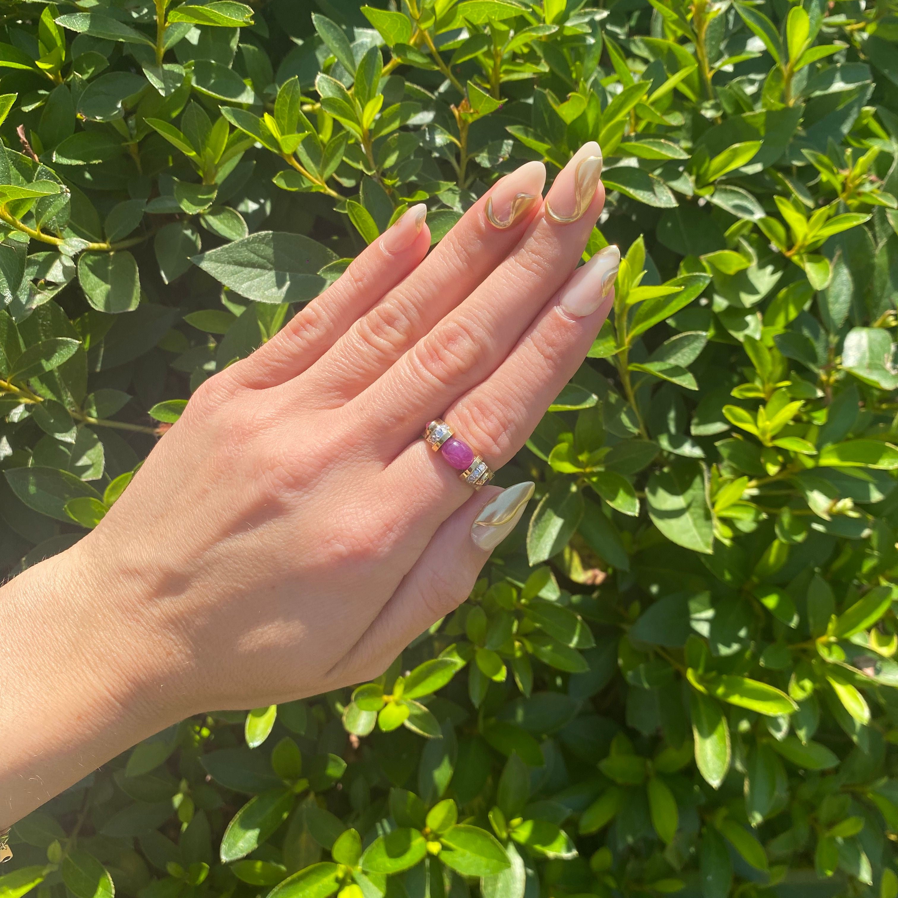14k Yellow Gold Diamond & Ruby Ring 0.85ctw Sz6
