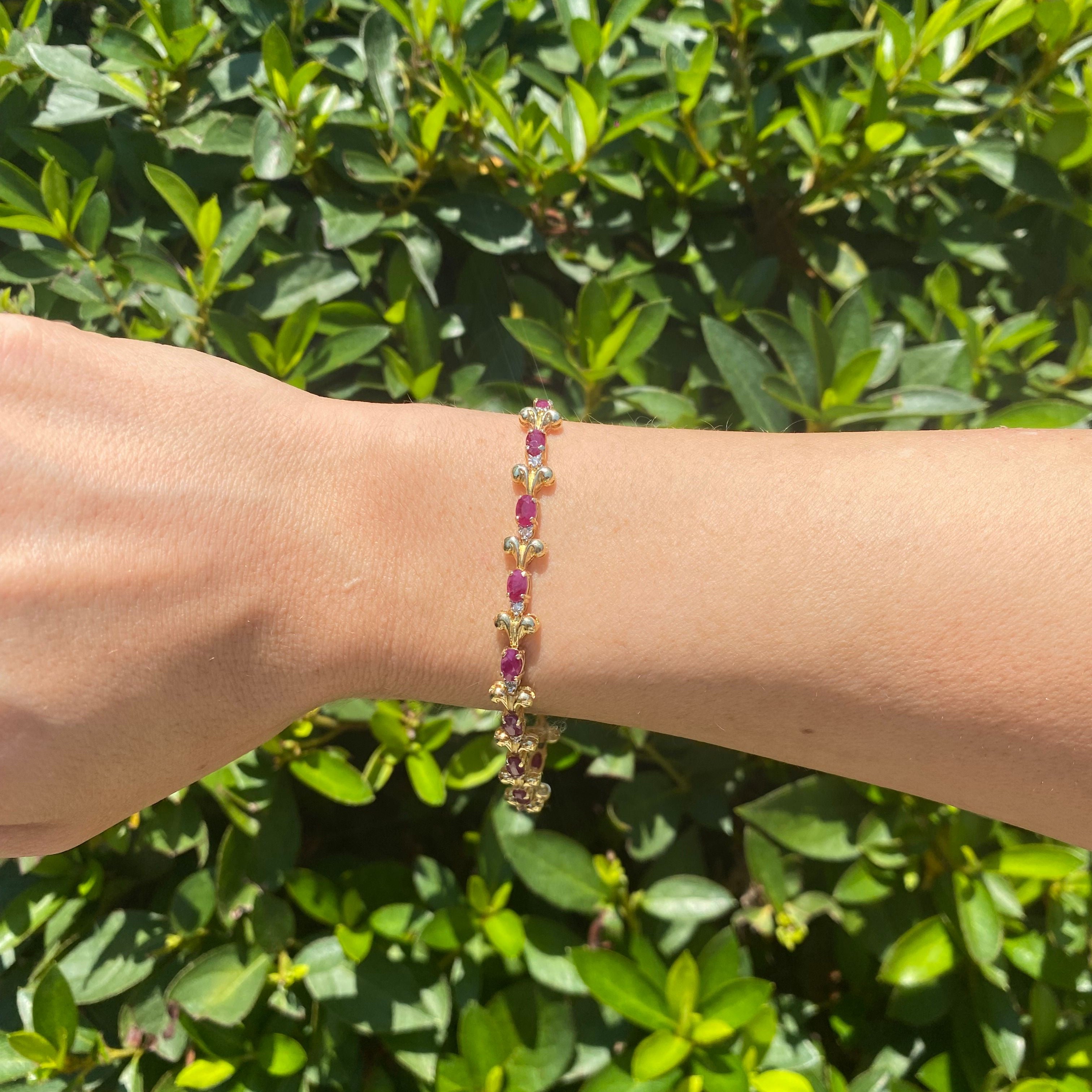14k Yellow Gold Diamond & Ruby Bracelet 3.45ctw 7.5dwt