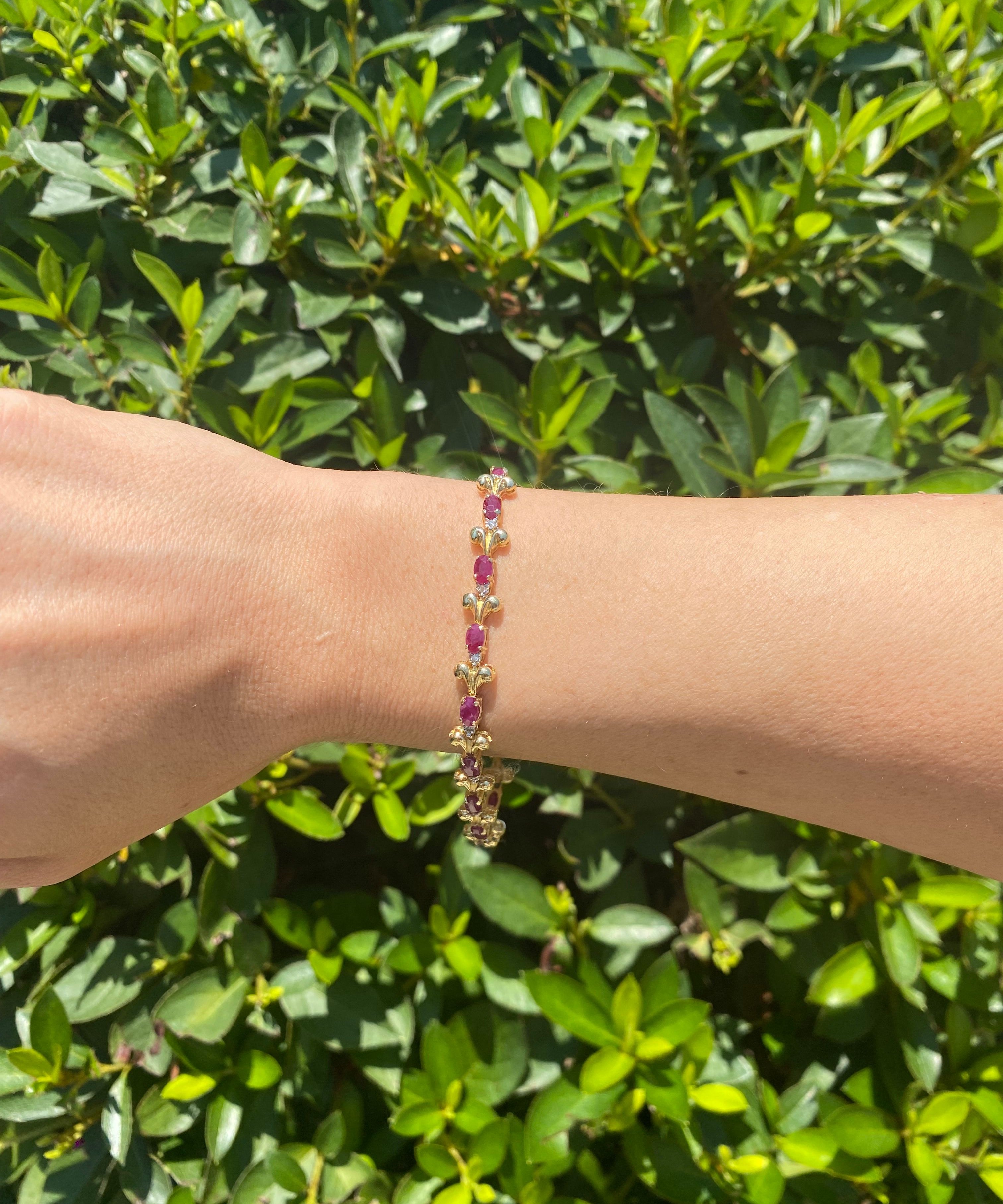 14k Yellow Gold Diamond & Ruby Bracelet 3.45ctw 7.5dwt