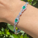 18k White Gold Diamond & Emerald Bracelet 5.41ctw 10.2dwt