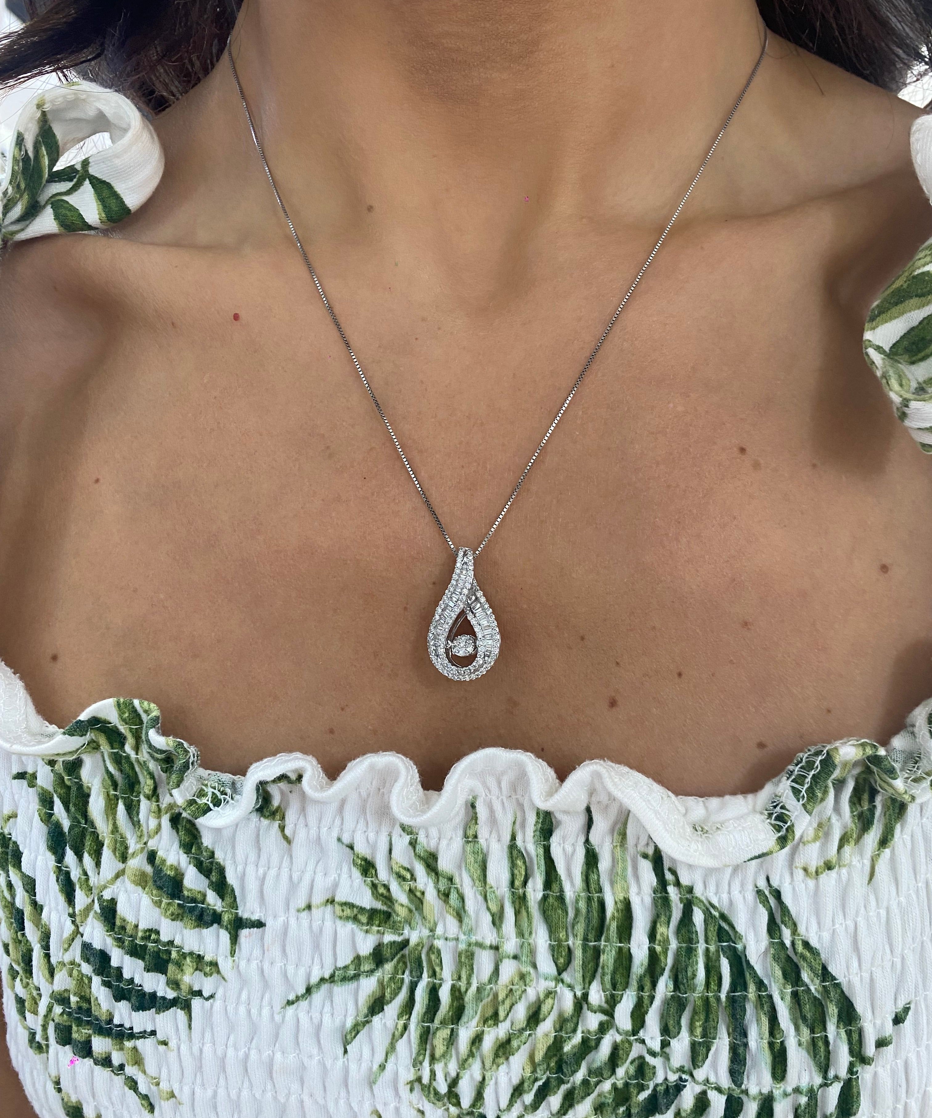 14k WG Dia Necklace 0.78ctw 3.4dwt