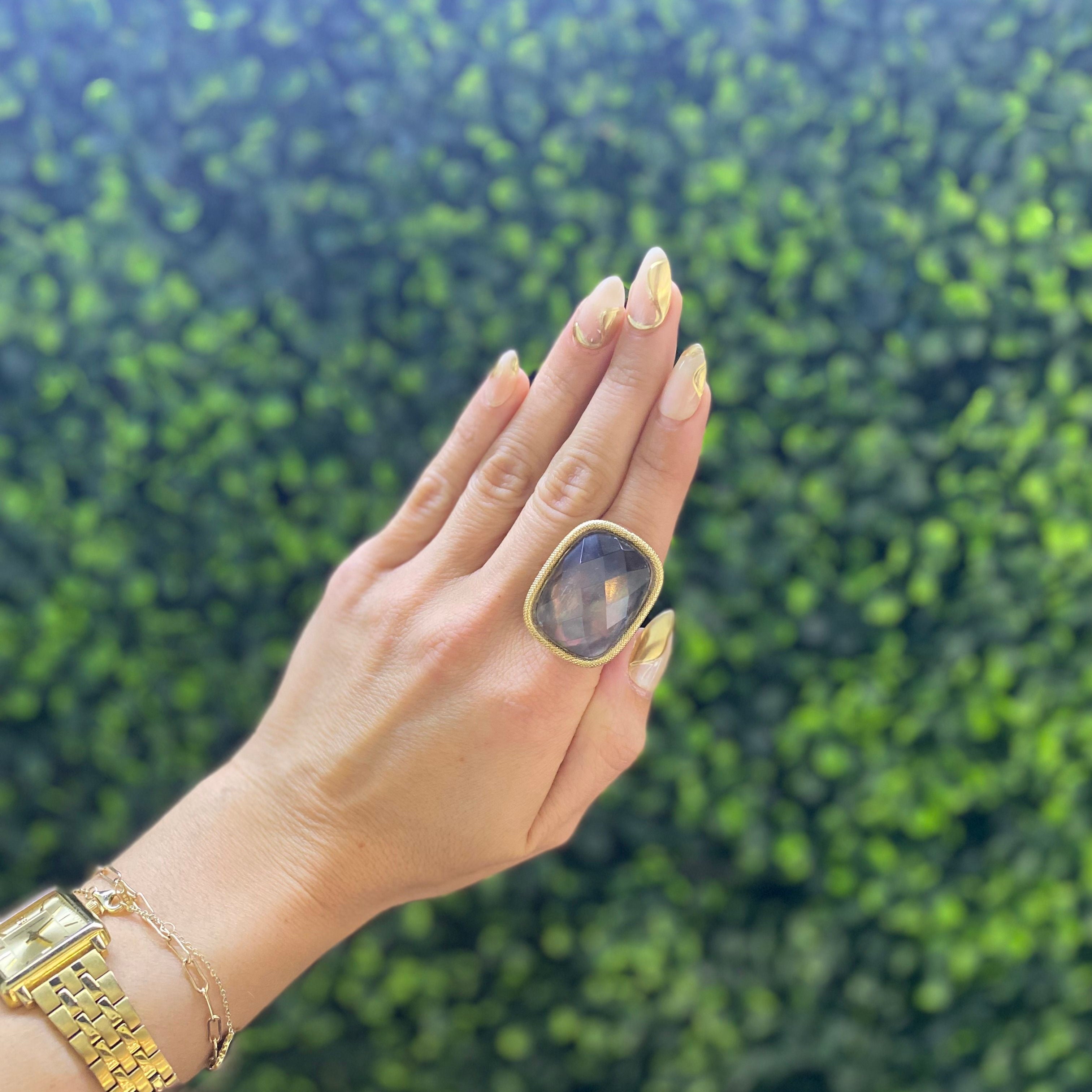 14k Yellow Gold Labradorite Ring 15.17ctw
