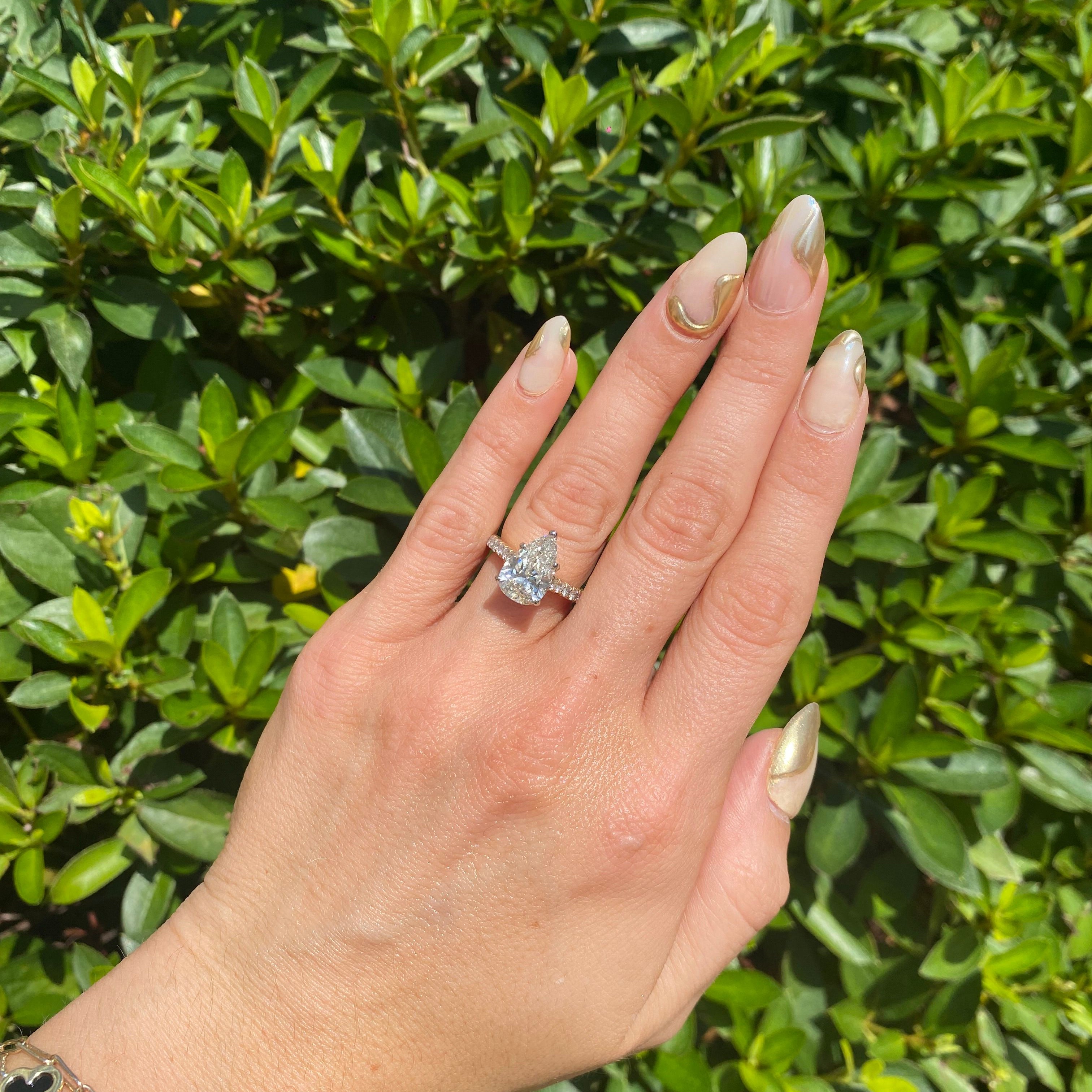 Pear Dia 3.07ct N/I1 E-Ring 14KYG