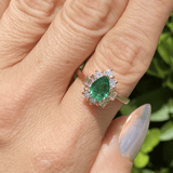 Pear Emerald & Dia Estate Ring 14KYG