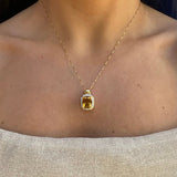 14k YG Dia & Citrine Necklace 5.27ctw 3.5dwt